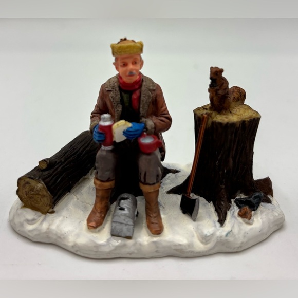 Lemax Christmas Village Figurines Lot Woodcutter Mailman Lumberjack Scene - Picture 2 of 8